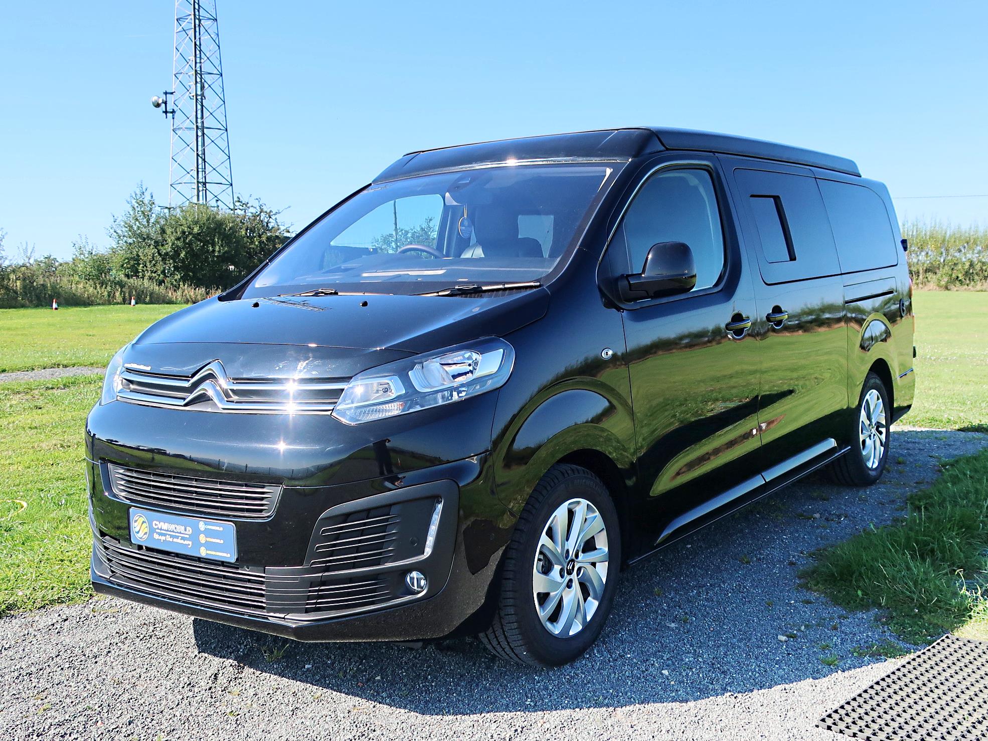 Brand New Citroen Dispatch XL 4 Berth 4 Travelling Campervan in Black For Sale with Black Pop Top Roof Rock and Roll Bed and Solar Panel – Exterior 1