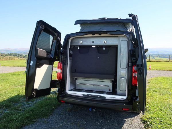 Brand New Citroen Dispatch XL 4 Berth 4 Travelling Campervan in Black For Sale with Black Pop Top Roof Rock and Roll Bed and Solar Panel - Tailgate